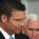 Kansas Secretary of State, Kris Kobach (L) and US Vice President Mike Pence, attend the first meeting of the Presidential Advisory Commission on Election Integrity in the Eisenhower Executive Office Building, on July 19, 2017 in Washington, DC. (Photo by Mark Wilson/Getty Images)